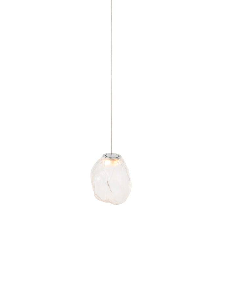 ROWAN PENDANT Suspension Verre Ø39cm transparent câble argent Ebb