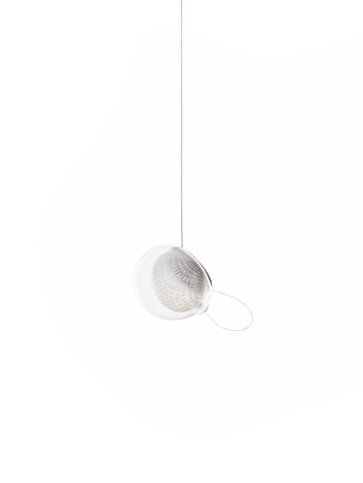 ROWAN PENDANT Suspension Verre Ø39cm transparent câble argent Ebb